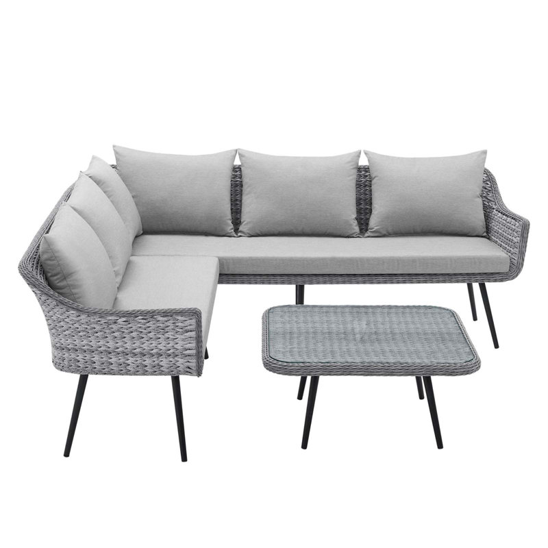 Endeavor Gray Wicker Rattan Outdoor Patio Seating Set
