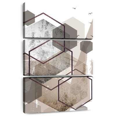 Avery abstrait hexagones beige III
