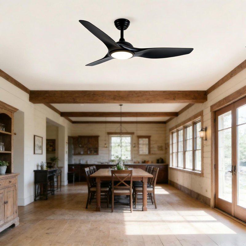 Ventilateur de plafond 52 "avec lumière, Noir, Noir