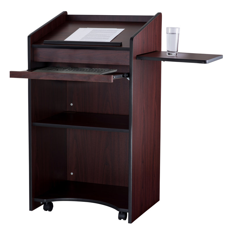 Mahogany Executive-Style Full Podium with Slide-Out Shelf