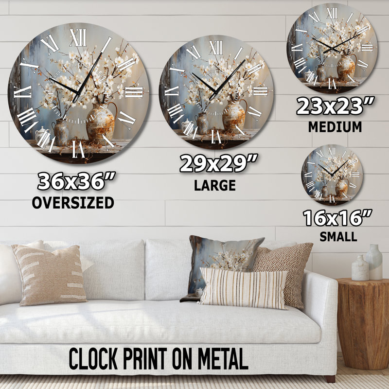 Horloge murale poterie et fleurs, Large