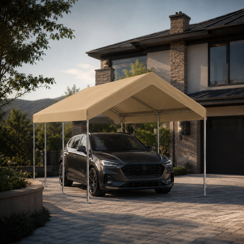 Bâche de remplacement imperméable pour abri d'auto Outsunny 10' x 20', Beige