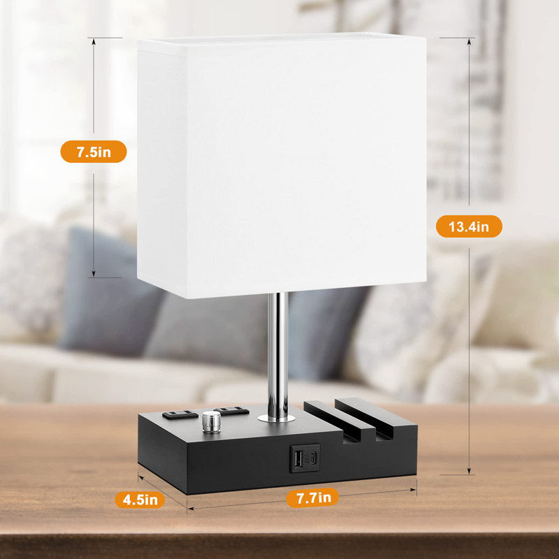 Lampe de table Simrit, H 13,40 po x l 4,5 po x P 7,7 po, Blanc