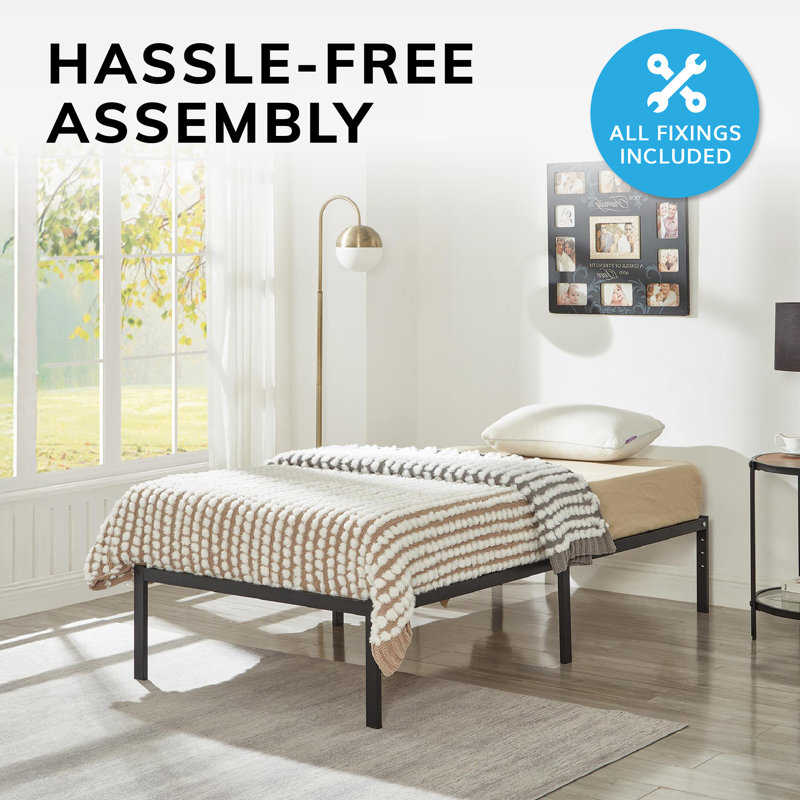 Platform Metal Bed Frame Modern, Single