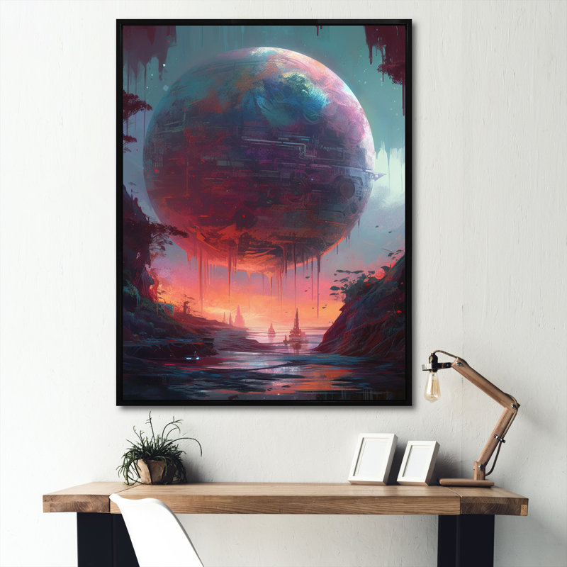 «Living In The Galaxy I», reproduction d'art sur toile, H 20 po x l 12 po x P 1 po, Cadre flottant noir