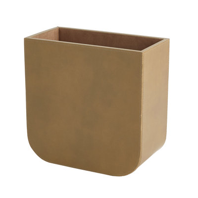 Radius Edge Leather Wastebasket