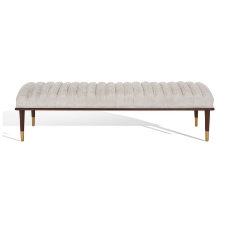 Celynn Velvet Upholstered Bench, Ivory Velvet