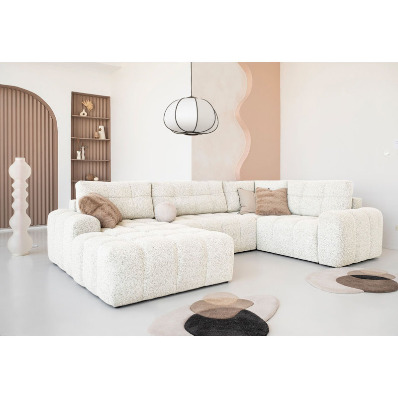 8 Seater Sofa Bed, Beige, Left -sided