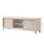 Meuble télé contemporain avec meuble télé de couleur beige, quincaillerie de ton argent, deux portes dissimulées et tablettes ouvertes, 71,1 po x 16 po pour les compartiments de rangement du salon 1Pc, H 23,6 po