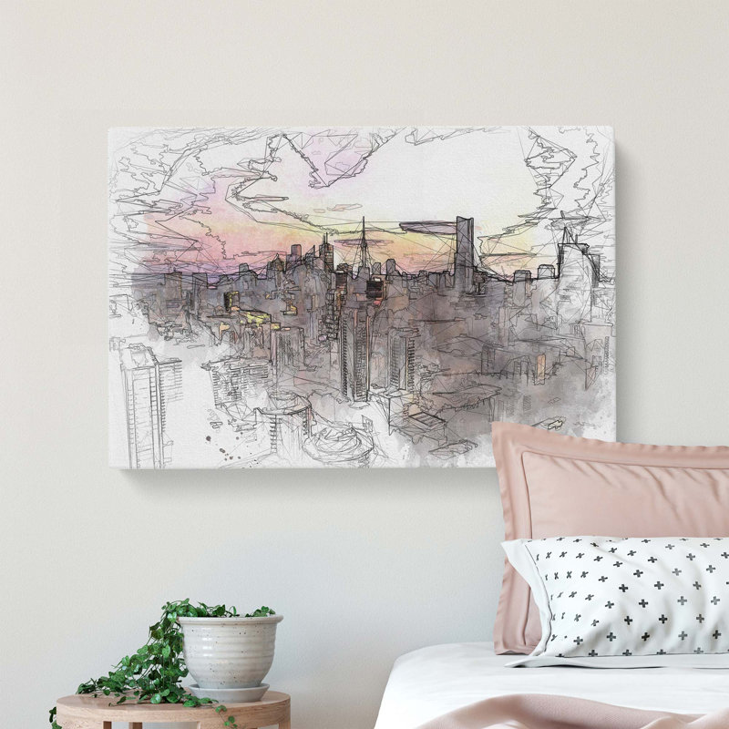 Toronto Canada Skyline In Abstract - Wrapped Canvas, 60cm H x 91cm W x 3cm D