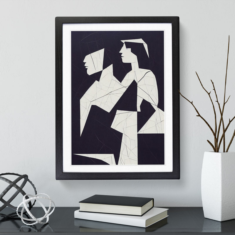 Two People - Single Picture Frame Print, 46cm H x 34cm W x 2cm D, Black Framed