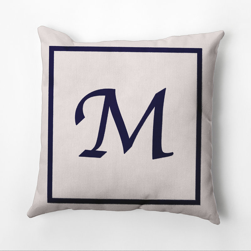 Reversible Throw Pillow, 26"x26", Navy Blue/White, M