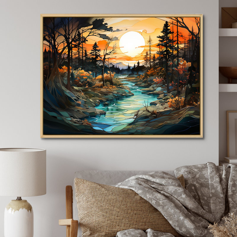 «Almpoo Ink River Harmony II», reproduction sur toile, Cadre naturel flottant, 24" H x 32" W