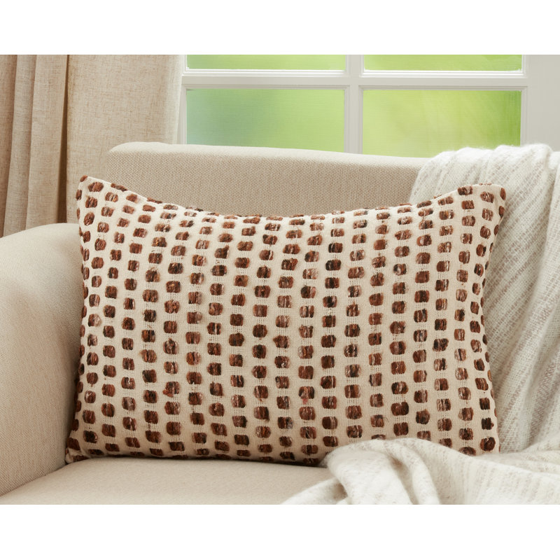 Neutral Woven Cotton Throw Pillow with Poly Filling