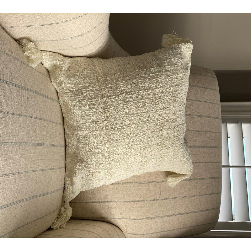 TRACY PILLOW - Coussin tricoté à pampilles avec insert - Blanc, Blanc