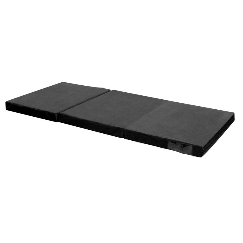 Twin Black Suede Tri-Fold Mattress with Mesh Sides