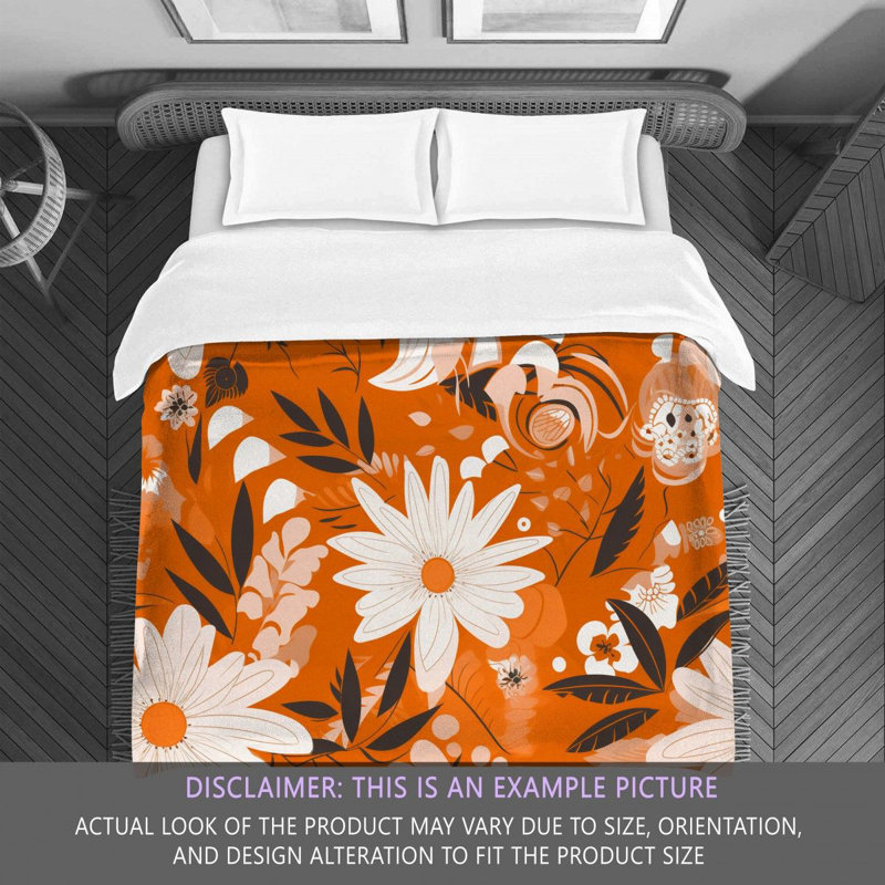 Machine Printed Comforter, Orange/White, King Comforter