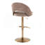 Tabouret de bar réglable avec pivot en métal doré et tissu avec repose-pieds rond en T - ensemble de 2
