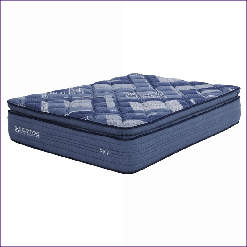 Matelas, grand matelas à ressorts ensachés 14 po | Bleu ciel | Mousse + Ressorts, 14", Grand lit