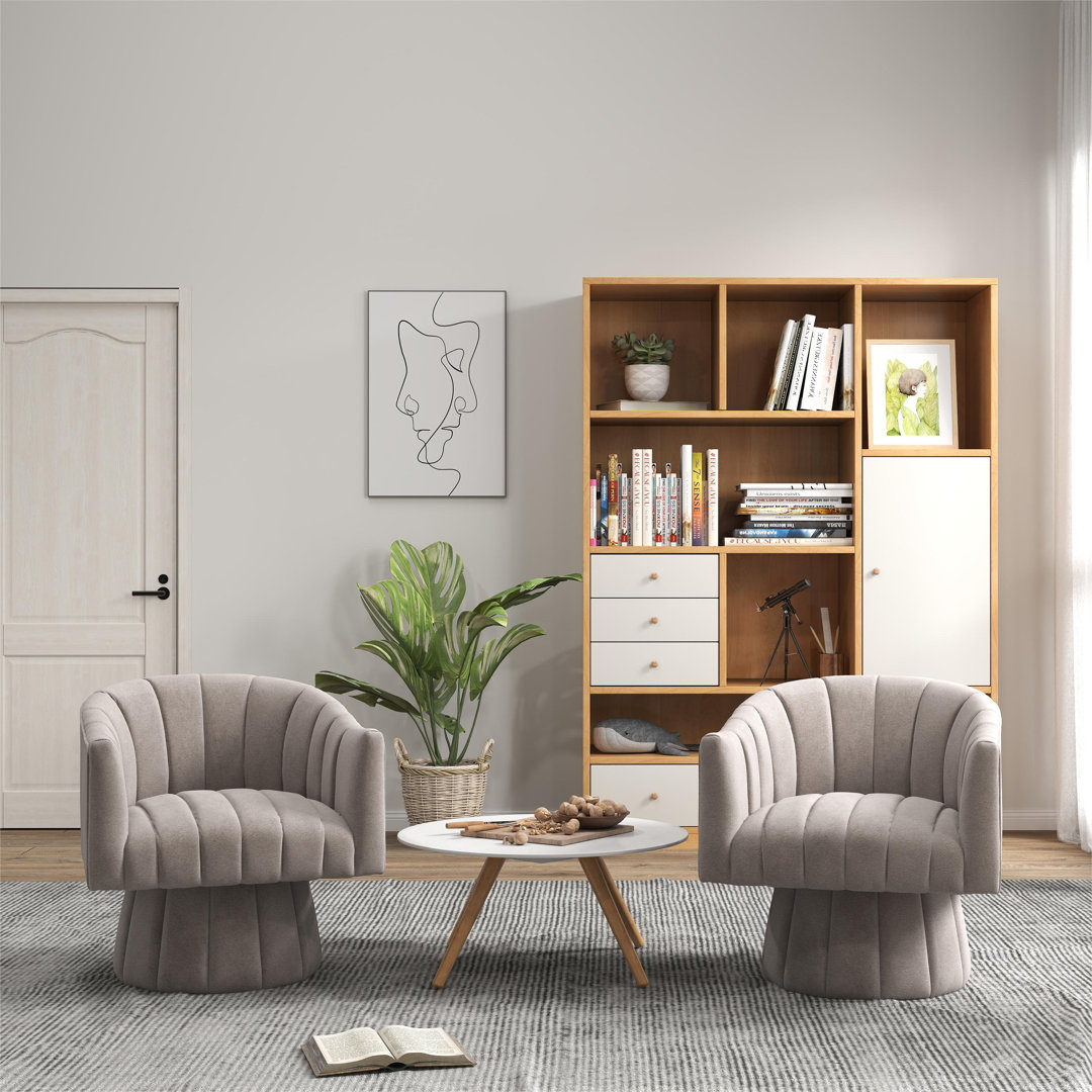 Izabell Velvet Swivel Barrel Chair (Set of 2) Mercer41 