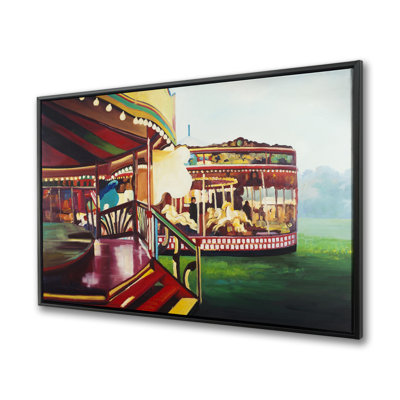 Carousel in a carnaval | Yellow Bedroom Framed Canvas Decor