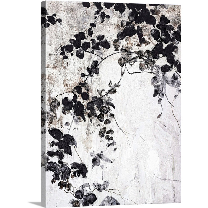 Feuilles noires - reproduction d'art, Toile tendue, H 16 po x l 12 po x P 1,25 po
