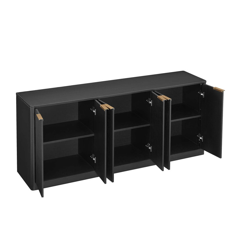 67-Inch Modern Wavy Sideboard,Curved Contour Design Storage Cabinet, 6-Door Cabinet With Storage Function