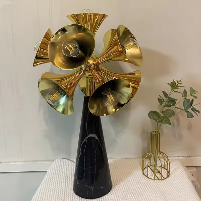 Botti Inspired Marble Table Lamp With Iron Base | E27 Socket | 2700K Soft Warm Light, Gold