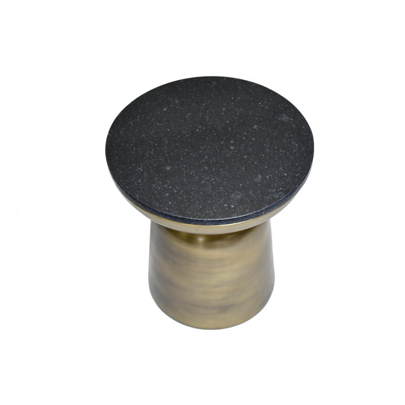 Table d'appoint Modern Luxe avec plateau en granite, Laiton antique