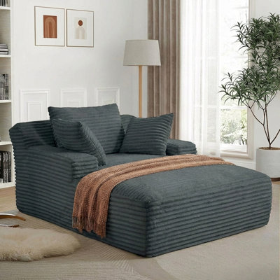 Méridienne surdimensionnée de 50 po avec 3 coussins décoratifs et accoudoirs, canapé-lit pour salon, chambre à coucher