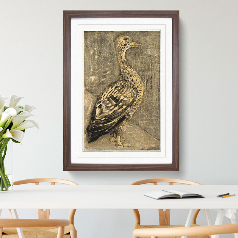 Standing Duck by Theo Van Hoytema - Picture Frame Painting, Walnut, 48cm H x 36cm W x 2cm D