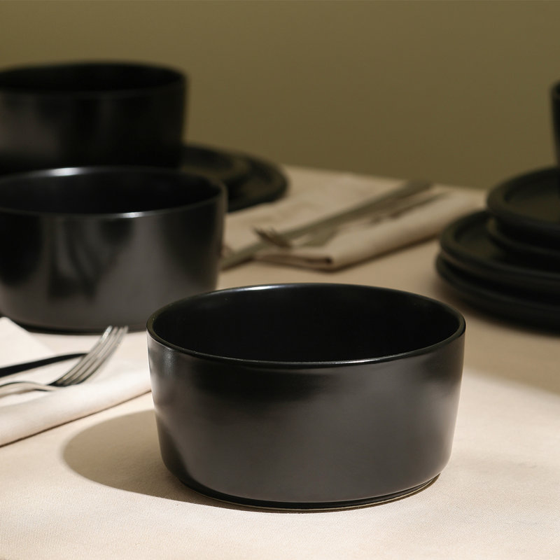 Stone Lain Eden 12-Piece Dinnerware Set Stoneware, Black
