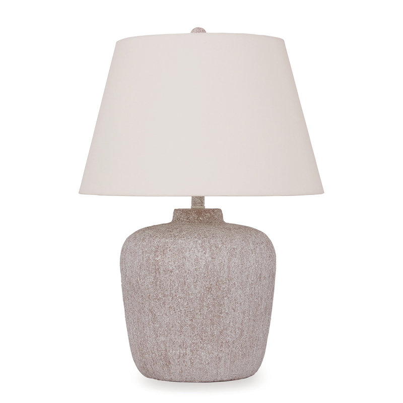 Lampe de table Rey, abat-jour empire en tissu, base en métal ivoire 27 po