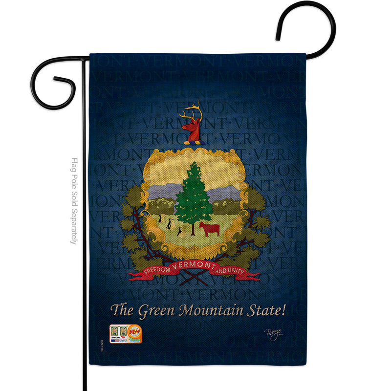 Drapeau de jardin à 2 côtés en toile jute 5 pi 5 po x 1 pi. vermont americana statements