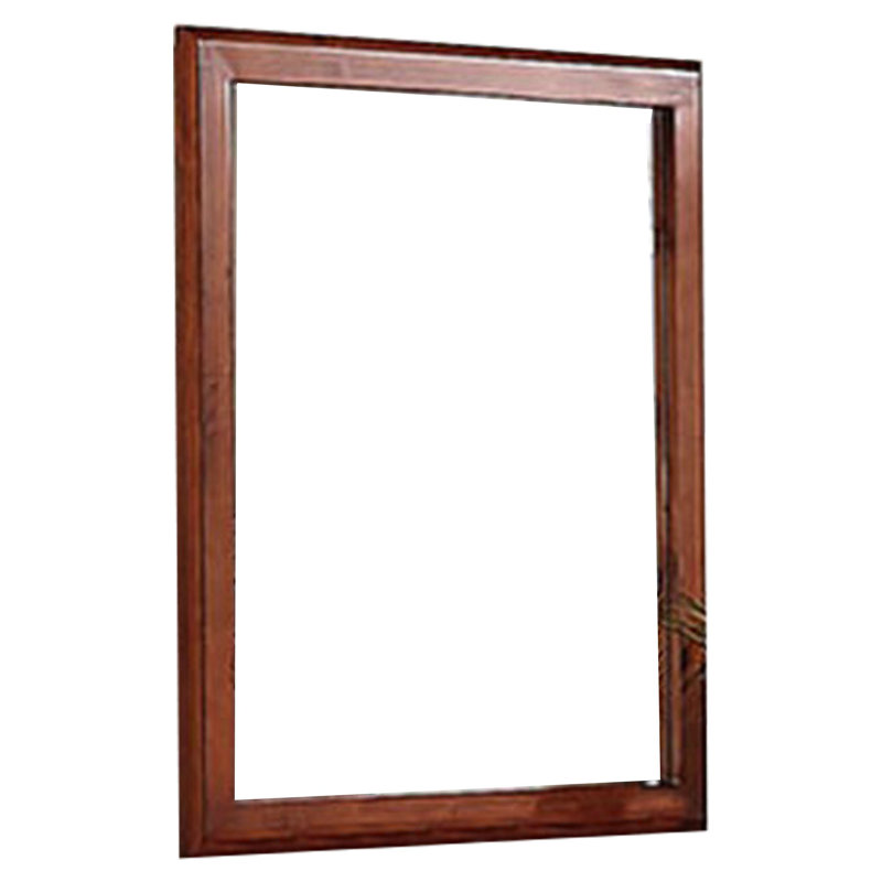 Wood Flat Mirror, 36" x 32", Brown