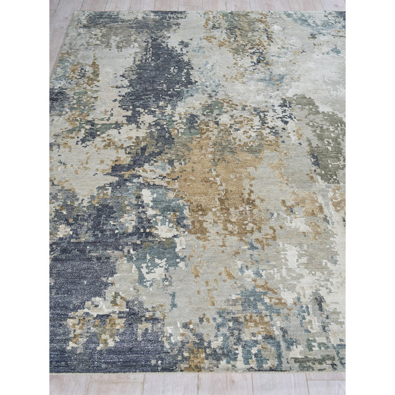 Rectangle Cosmo Abstract Hand-Knotted WoolBamboo Slat/Seagrass Area Rug in Multicolor, Rectangle 8' x 10'