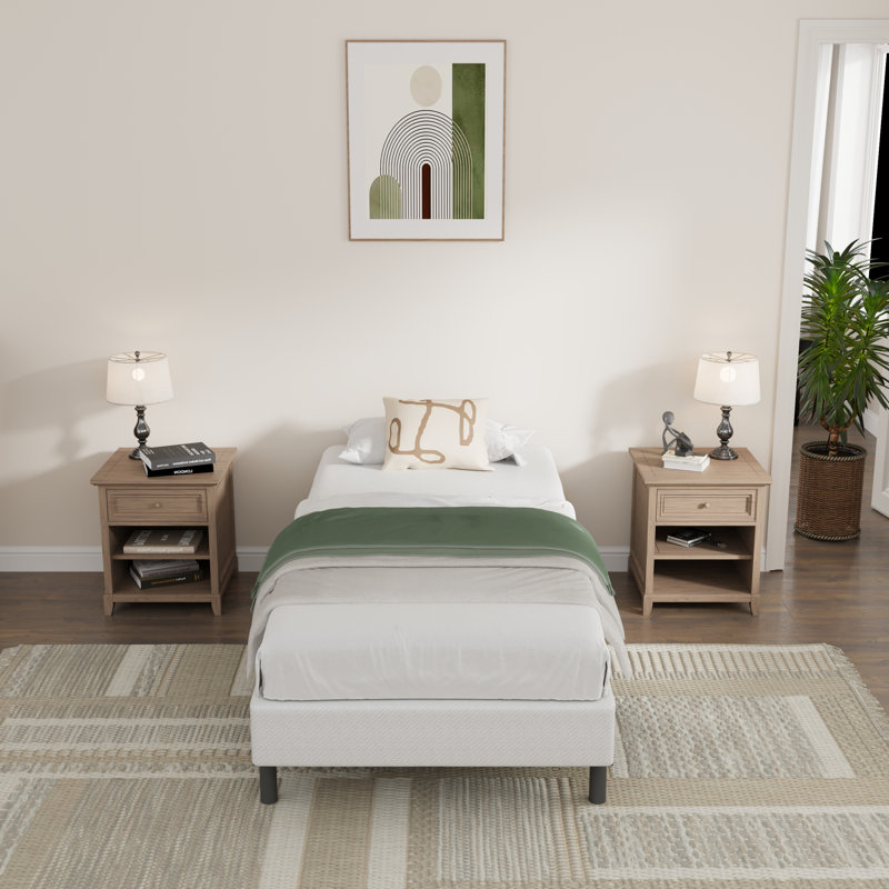 Chic boîte à ressort en métal noir mat de 10 pouces avec assemblage facile, Lit simple