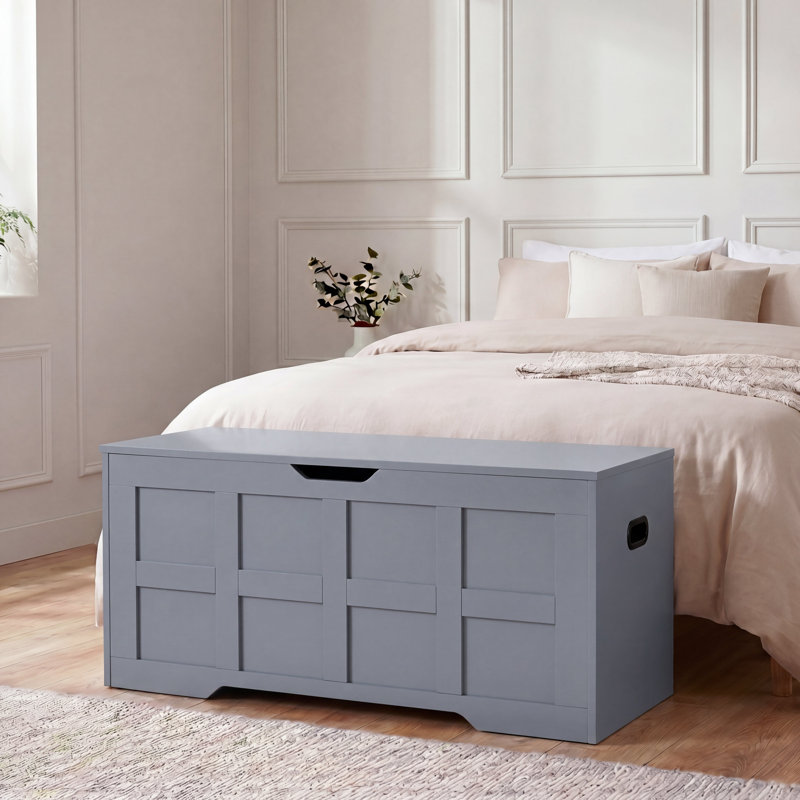 Large Storage Ottoman Bench Modern Storage Chest with Lift-Up Lid for Bedroom Living Room & Hallway , Grey
