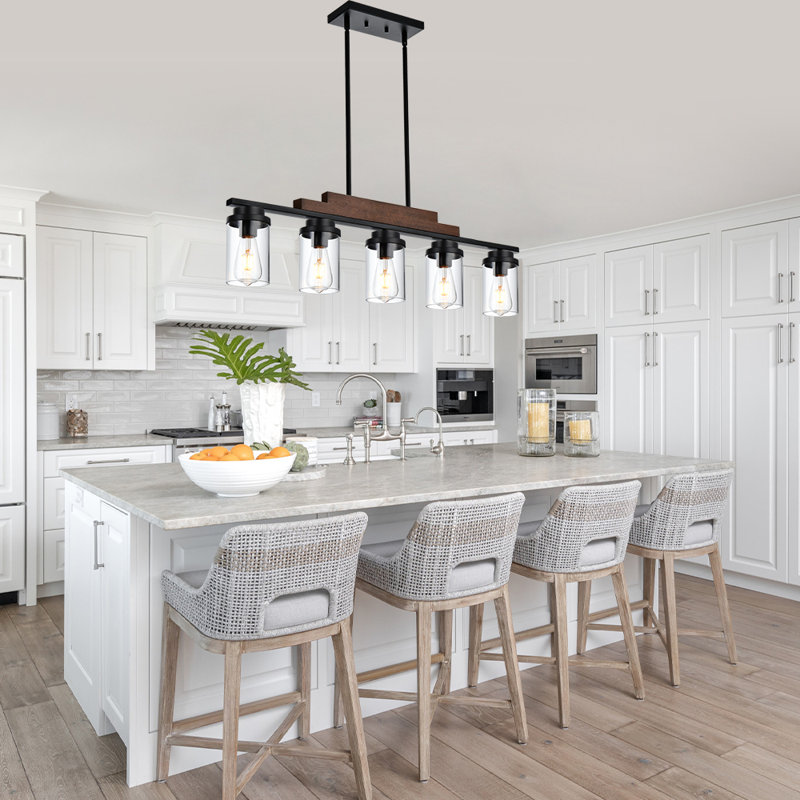 Luminaire suspendu pour îlot de cuisine noir mat à 5 lumières Tybalt