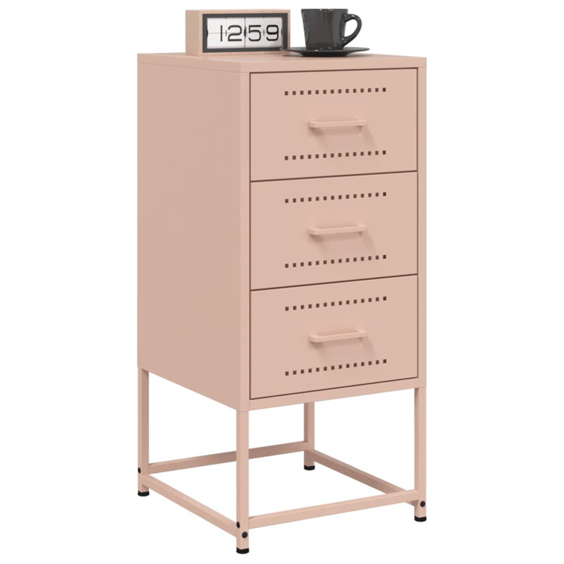 Raddatz 36cm W Steel Bedside Table, Pink, Set of 2