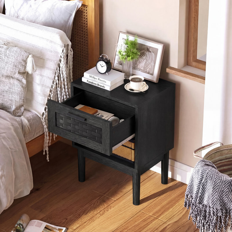 40cm W Bedside Table, Black