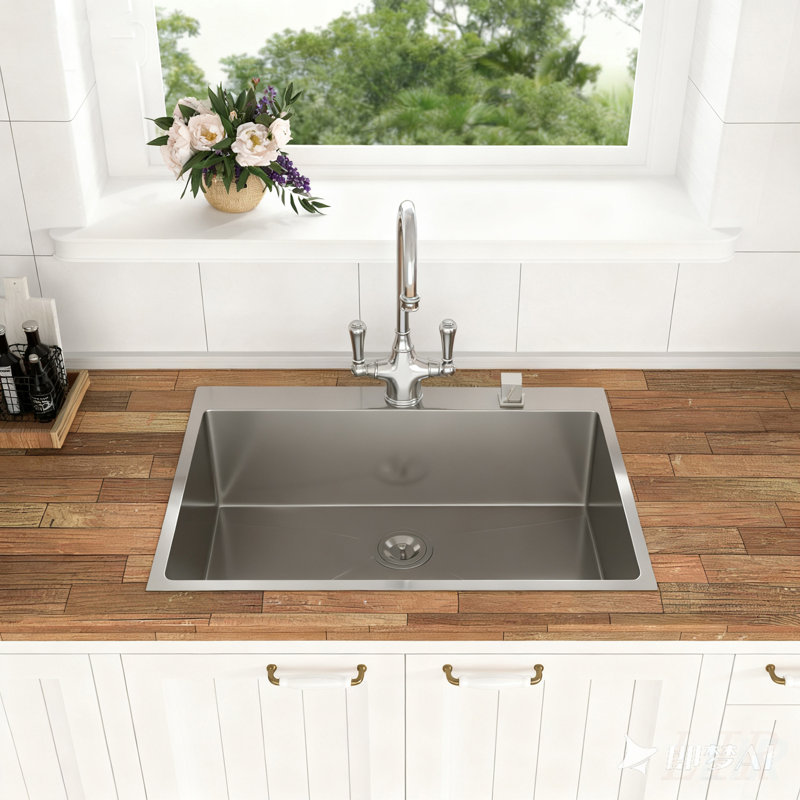 33 Inch Topmount Sink - 33" x 22" x 9" Drop in Stainless Steel Kitchen Sink 16 Gauge 9 Inch Deep Single Bowl Kitchen Sink Basin, Includes Drain Assembly (No Additional Accessories)
