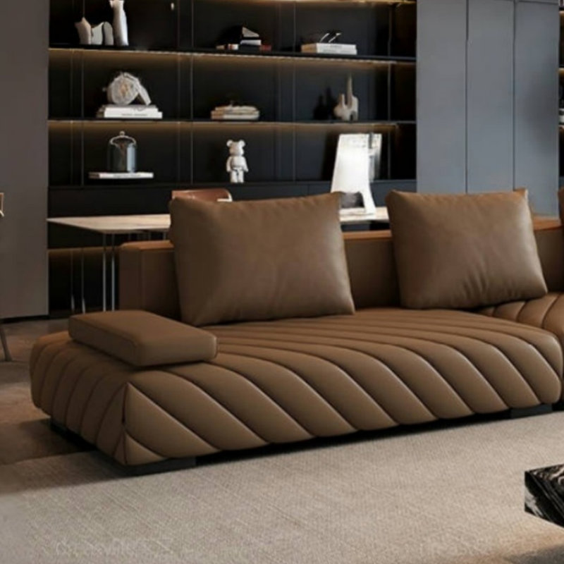 Luxe-Light Minimal Straight Sofa, Dark Coffee
