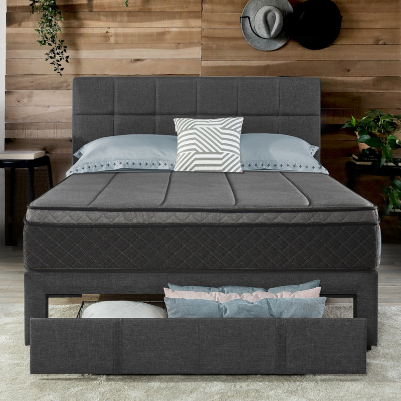 Base de lit tapissier 43 "avec tiroir de rangement, Grand
