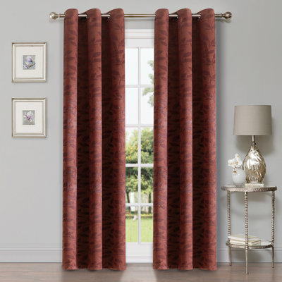 Finklea Floral Pattern Polyester Light Filtering/Room Darkening Rod Pocket Curtain Panels