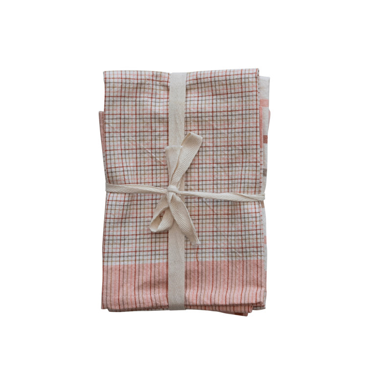 Gracie Oaks Cotton Plaid Kitchen Towels