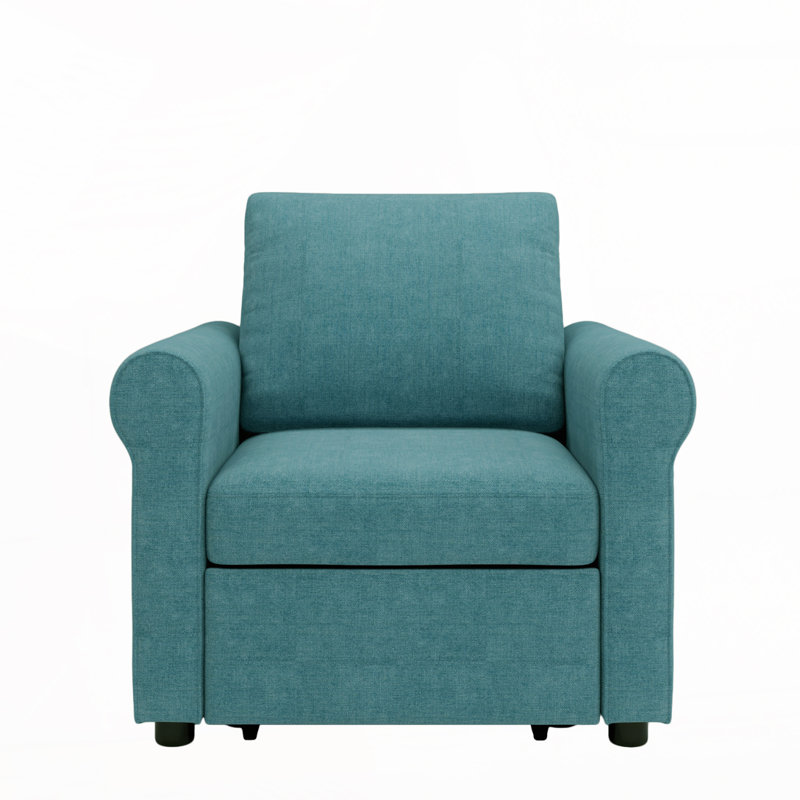 Mirco Upholstered Accent Chair, Teal Linen Blend