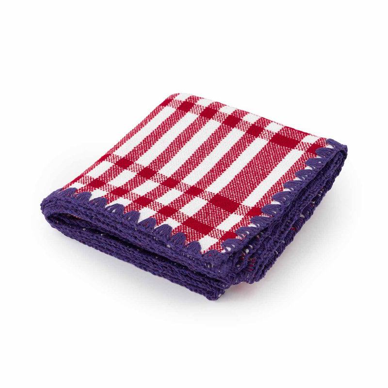Serviette verte Trattoria 0202 (ensemble de 2), Rouge / mauve / blanc