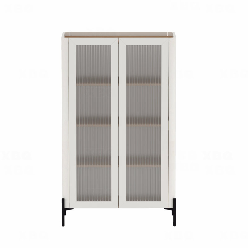 Bibliothèque 32 po en verre trempé, Naturel / Blanc