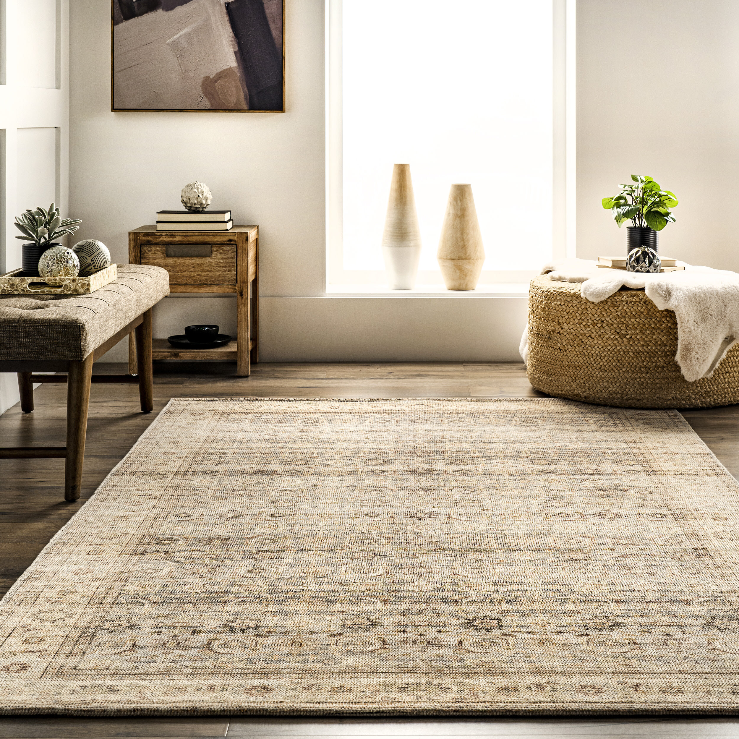 Ophelia & Co. Brittney Ivory Area Rug, Beige